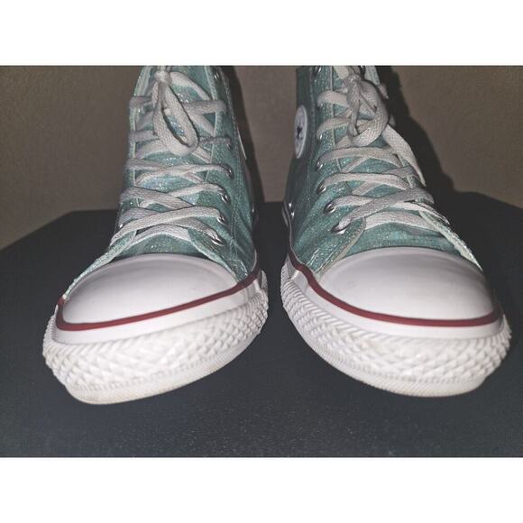 Converse Chuck Taylor All Star Hi 663626C Teal blue Glitter Shoes size 5 - Picture 4 of 12